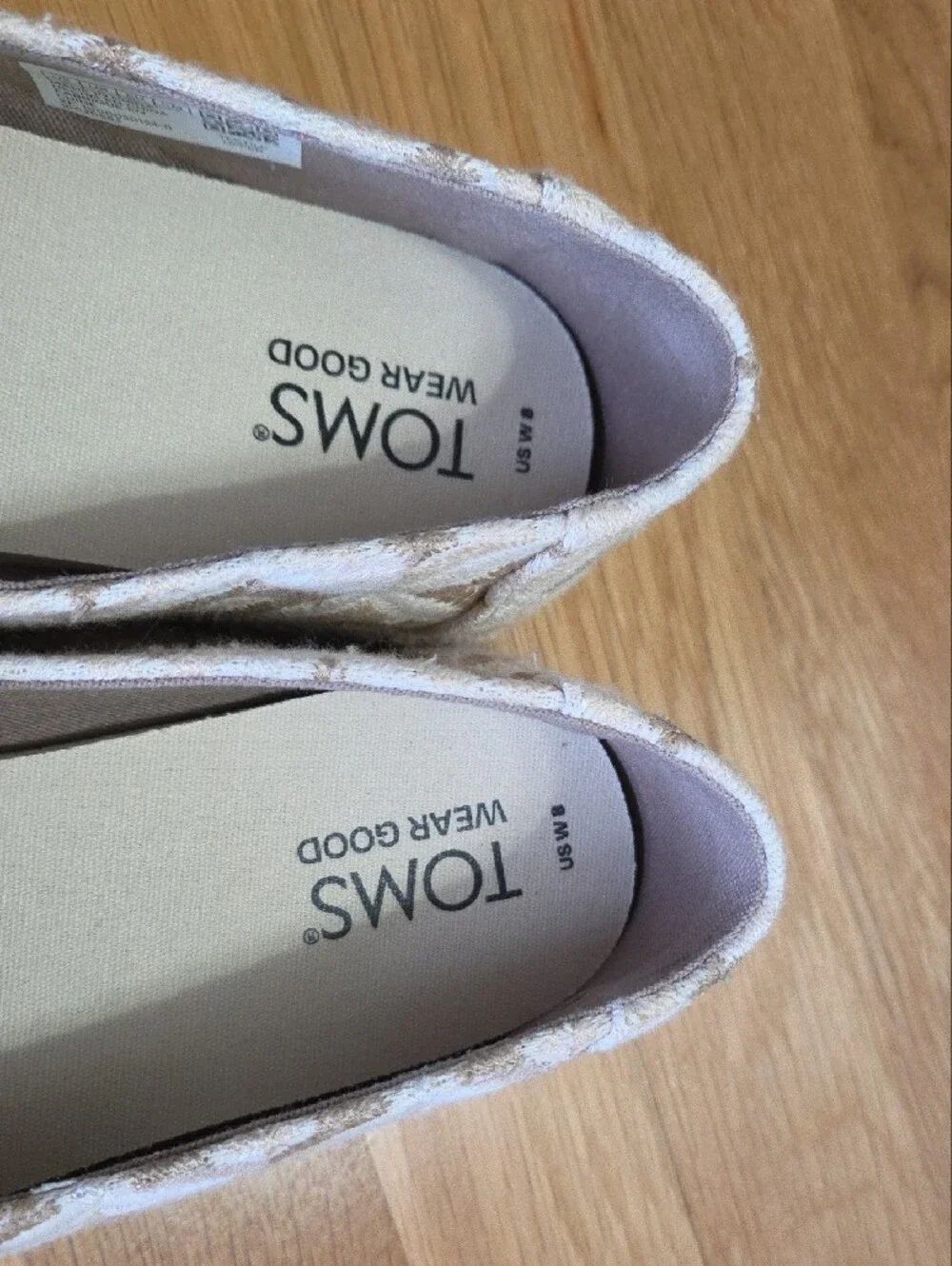TOMS Beige and Cream Geometric Alpargata Slip-Ons